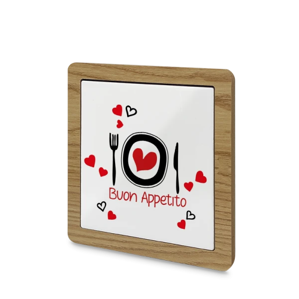 Sottopentola ceramica con bordo in legno