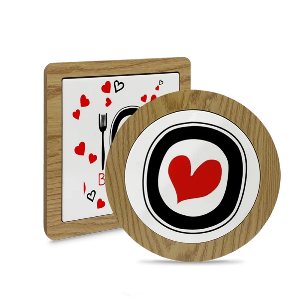 Sottopentola ceramica con bordo in legno