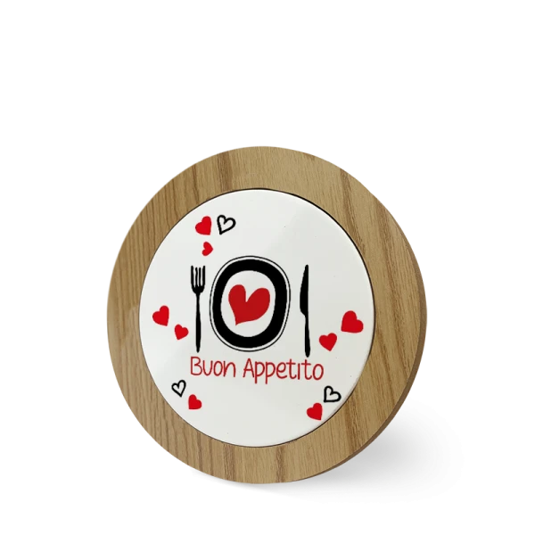 Sottopentola ceramica con bordo in legno