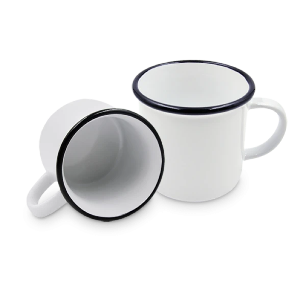 Tazza Bianca 10 Oz con Bordo Nero in Ceramica