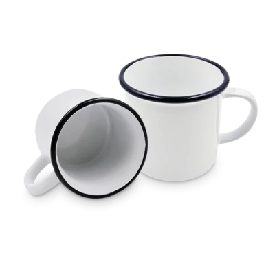 Tazza Bianca 10 Oz con Bordo Nero in Ceramica
