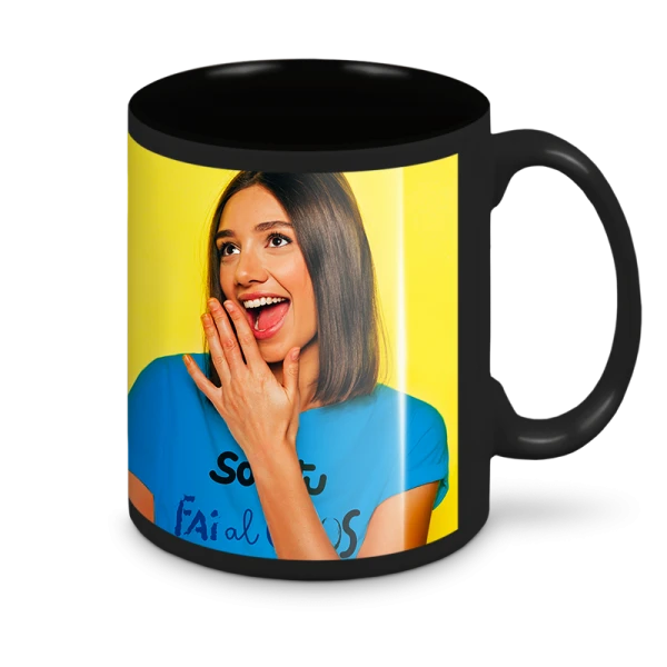 Tazza Nera con Patch Bianca 11 Oz in Ceramica