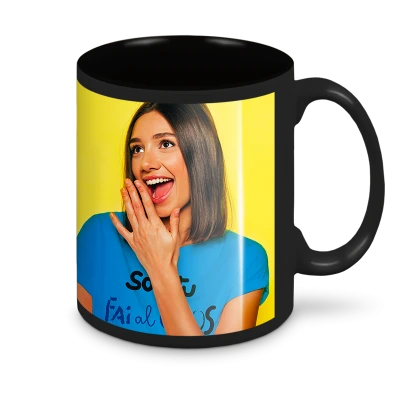 Tazza Nera con Patch Bianca 11 Oz in Ceramica