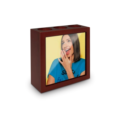 Portapenne in Legno con Mattonella in Ceramica